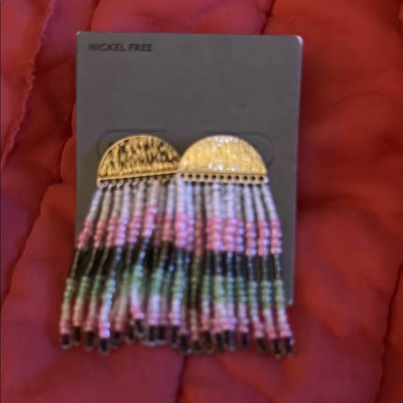 Elegant Gold and Multicolor Beaded Earrings - Picture 1 of 1